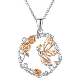 Fairy and Roses Pendant Necklace